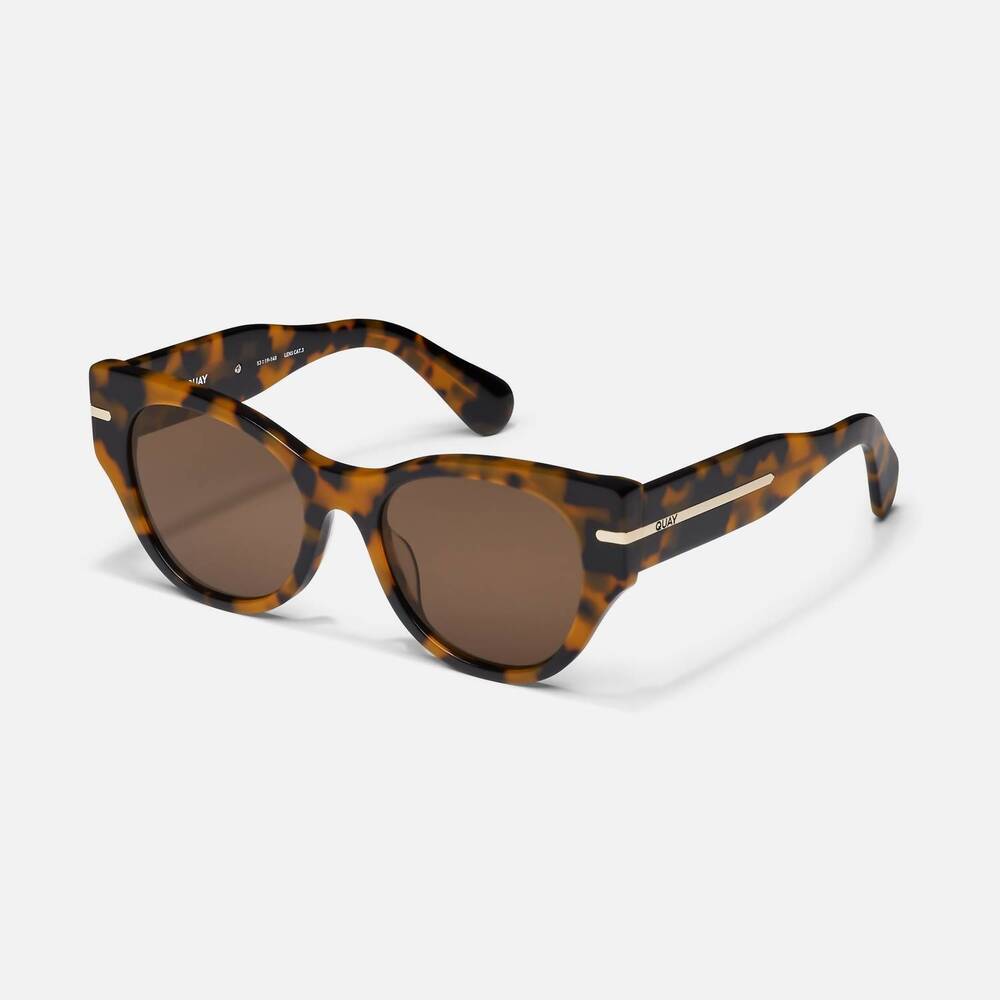 NEW QUAY women's chit chat large sunglasses in pebble tort/brown